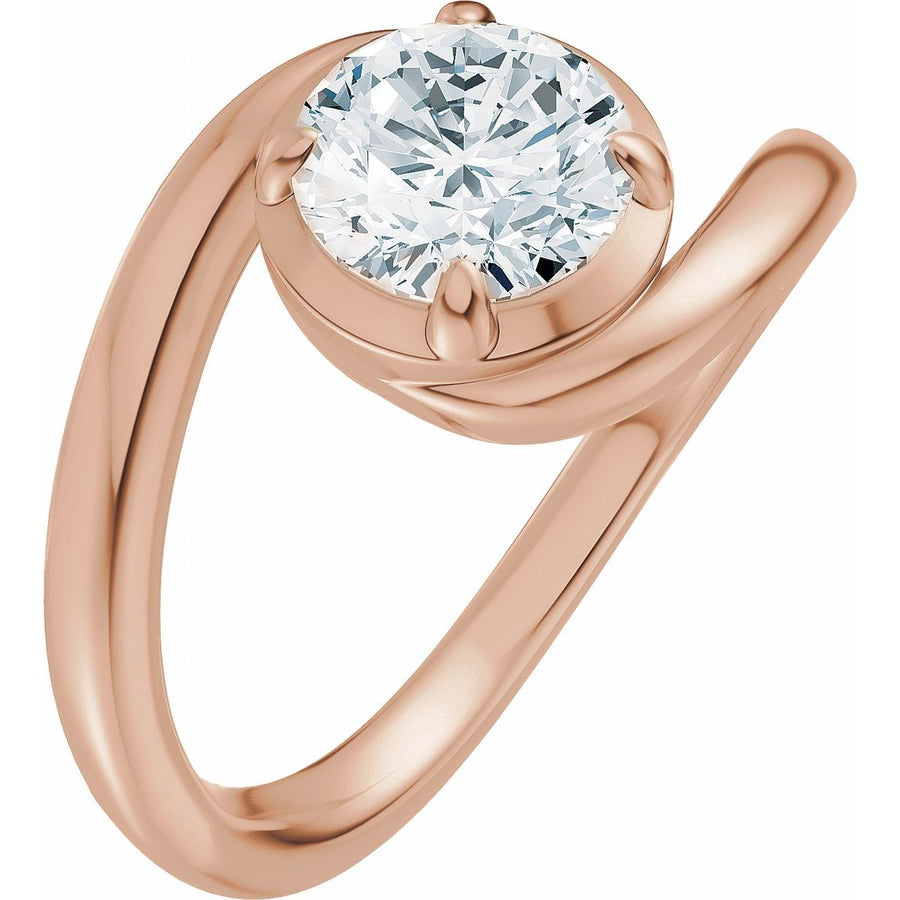Natural Diamond Round Claw-Prong Solitaire Bypass Engagement Ring or Band Mounting - 14K Gold - Series 689669