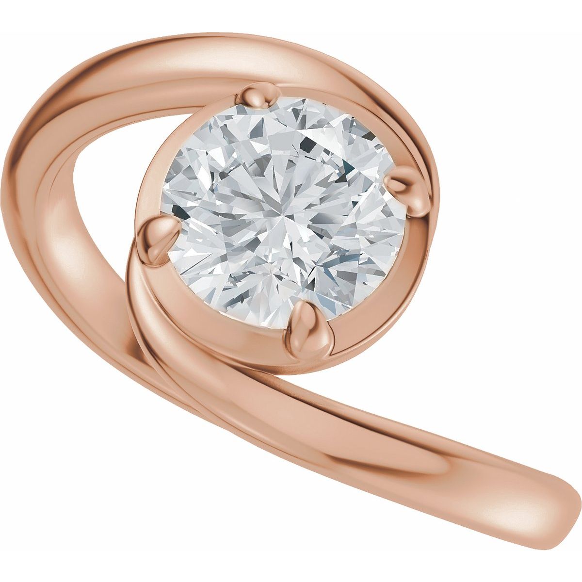 Round Claw-Prong Solitaire Bypass Engagement Ring or Band Mounting - gallery - Series 689669
