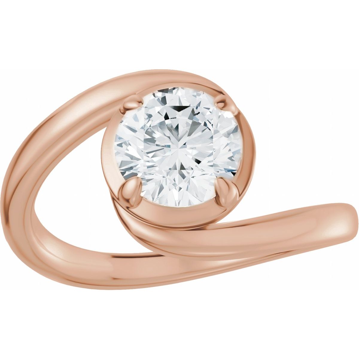 Round Claw-Prong Solitaire Bypass Engagement Ring or Band Mounting - gallery - Series 689669