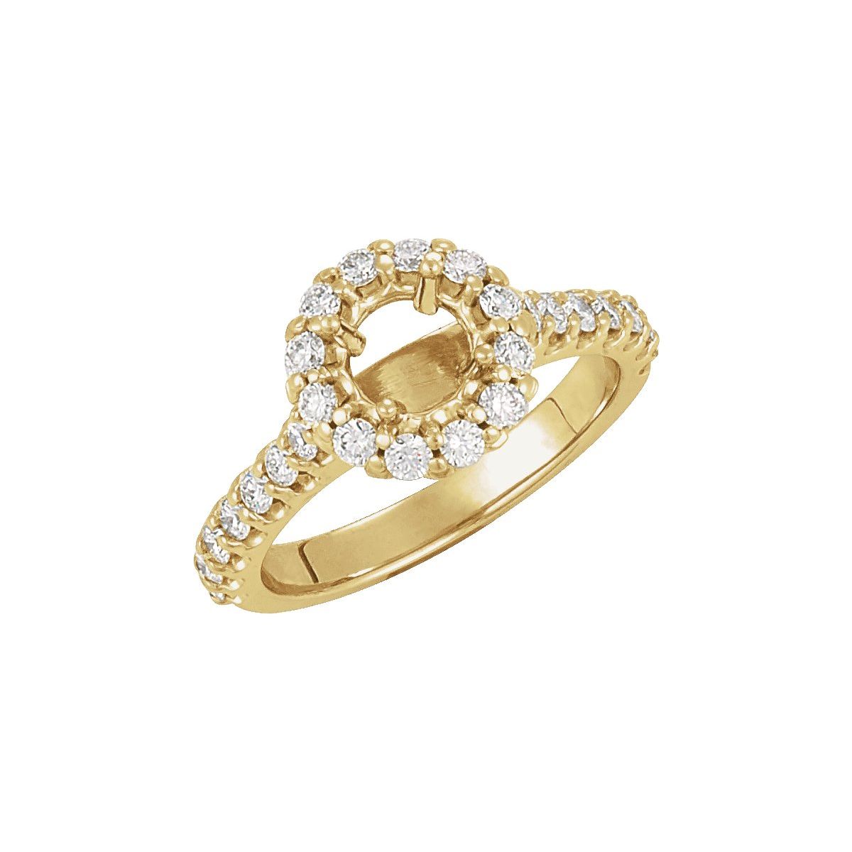 Natural Diamond Round Halo-Style Engagement Ring Semi-Mount - 14K Yellow Gold - Series 68205