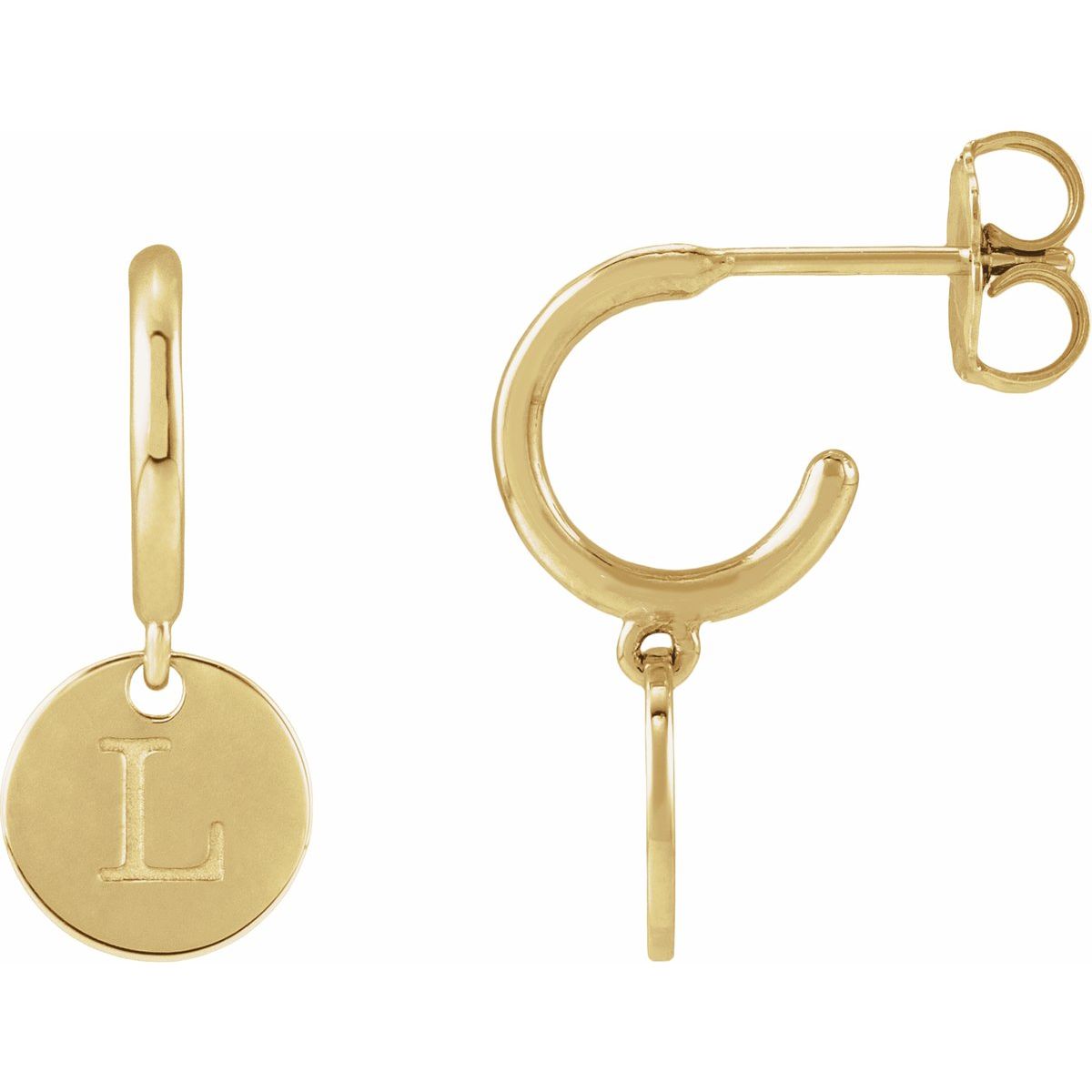 Engravable Disc Hoop Earrings (18.6 X 8 Mm)