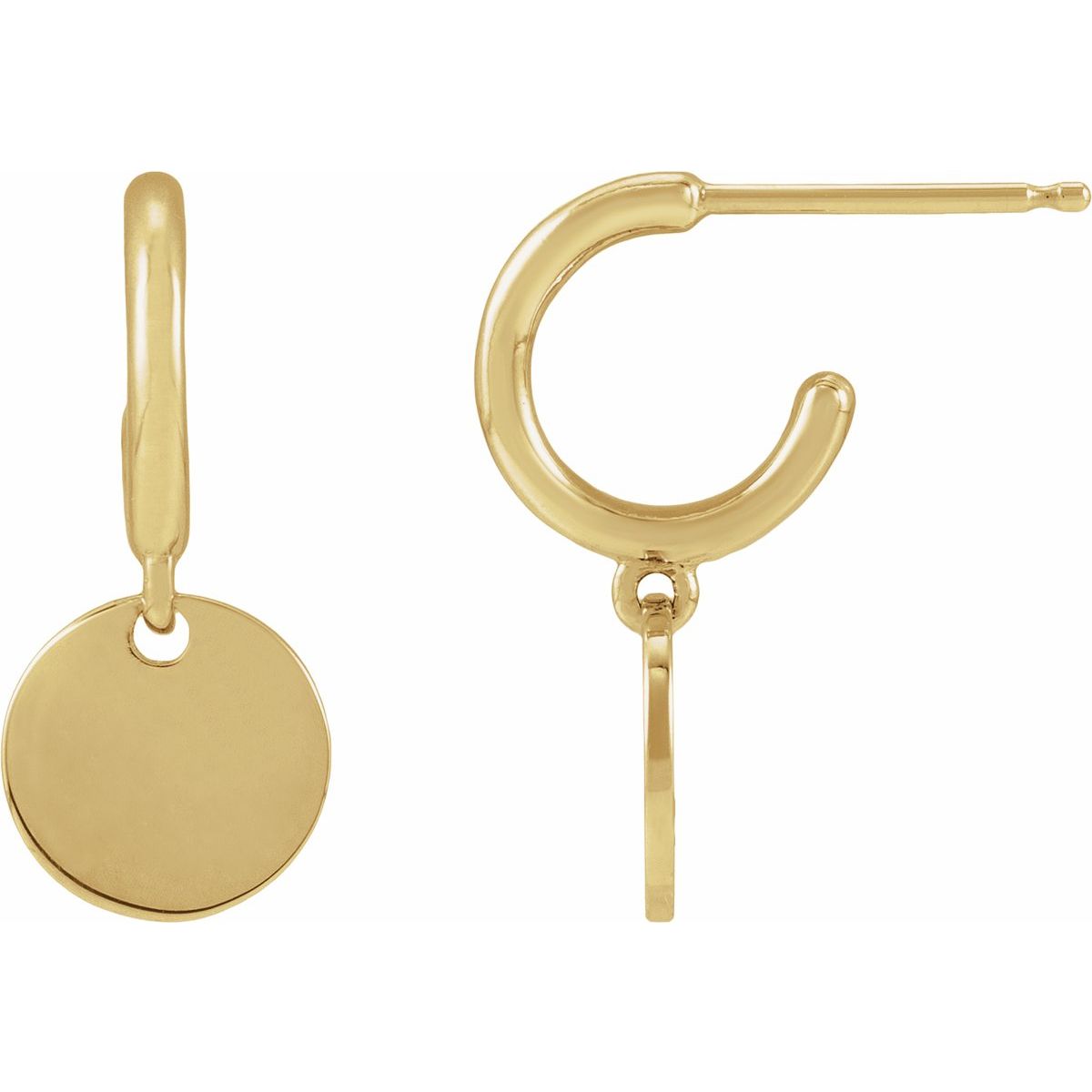 Engravable Disc Hoop Earrings (18.6 X 8 Mm)