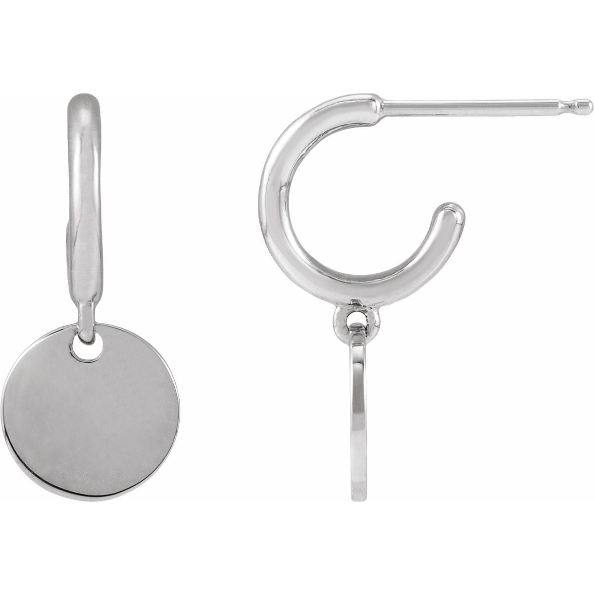 Engravable Disc Hoop Earrings (18.6 X 8 Mm)