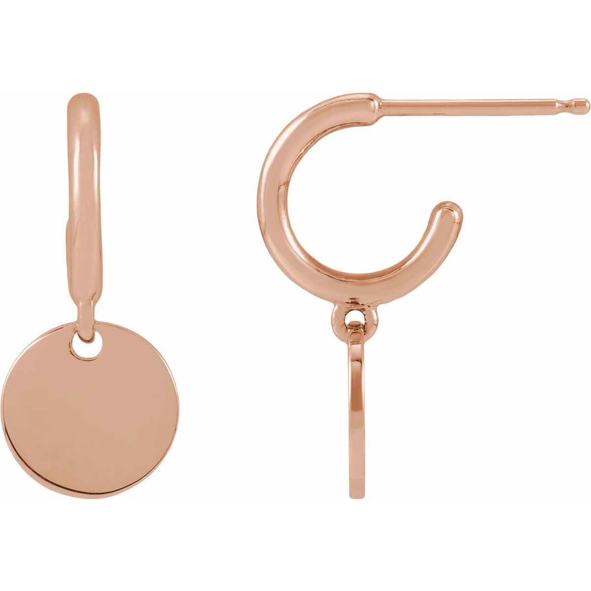 Natural Engravable Disc Hoop Earrings (18.6 X 8 Mm)