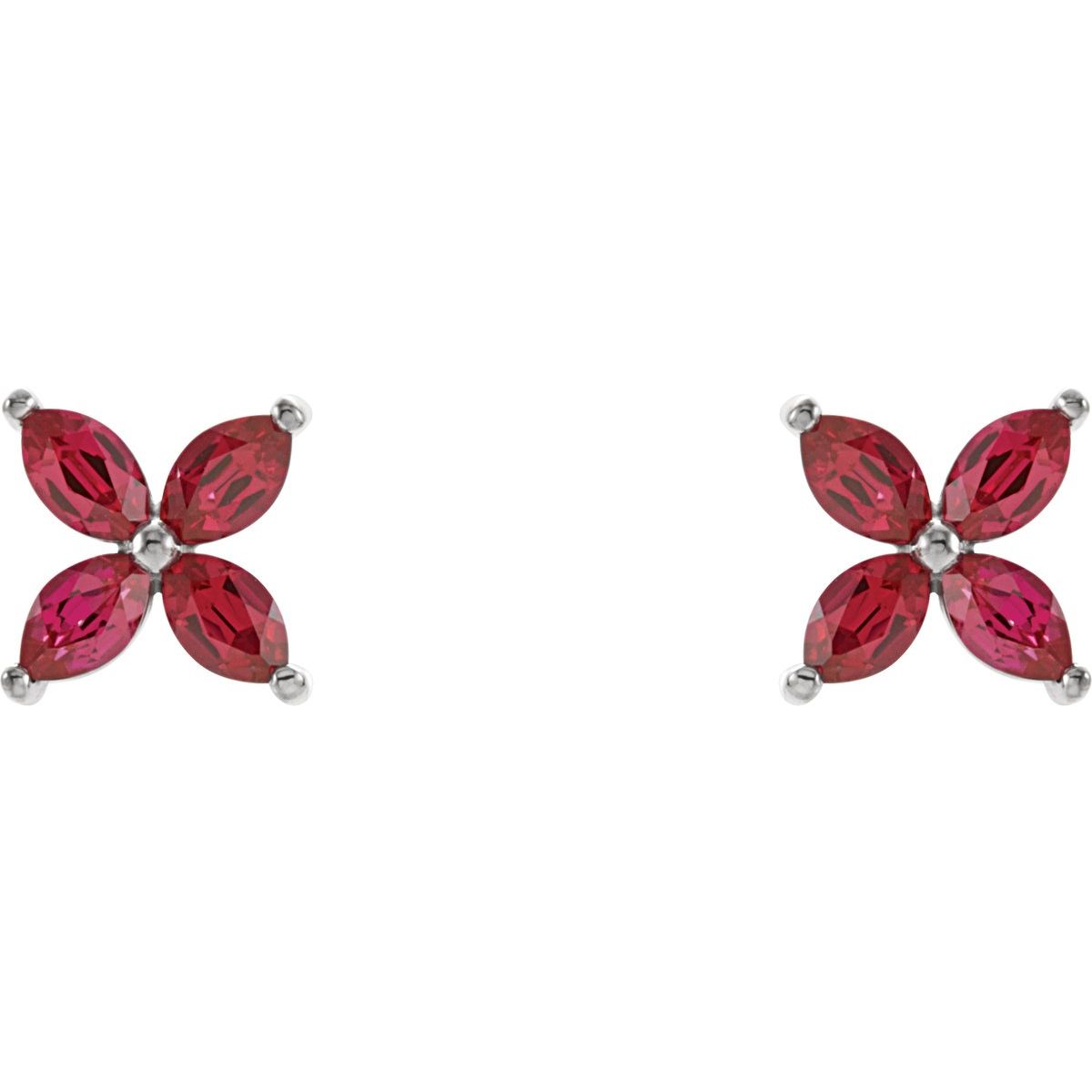 Lab Made Ruby Cluster Earrings