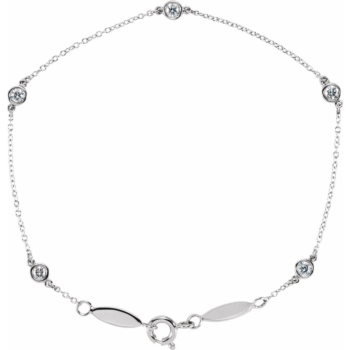 Bezel-Set Station Bracelet - 14K White Gold - Series 651577