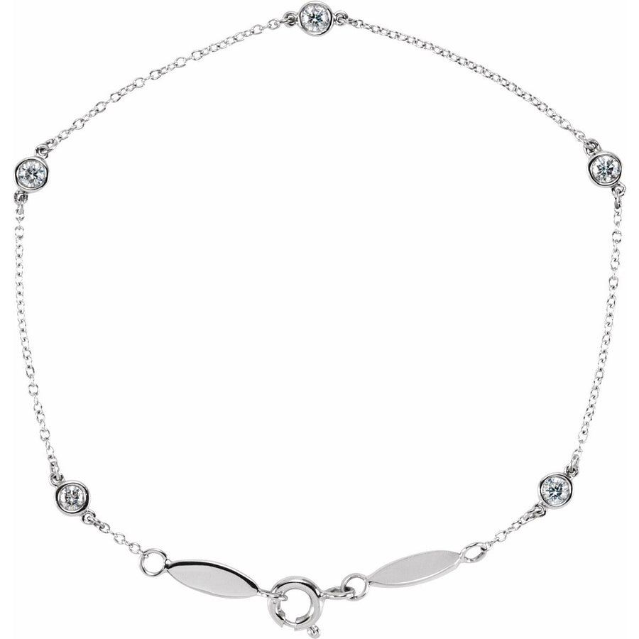 Bezel-Set Station Bracelet - 14K White Gold - Series 651577