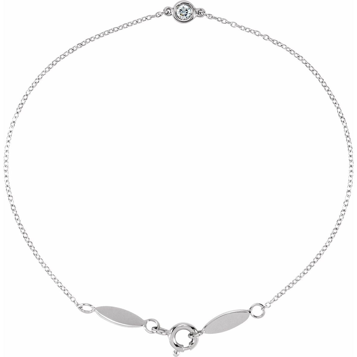Bezel-Set Link Bracelet - 14K White Gold - Series 651576