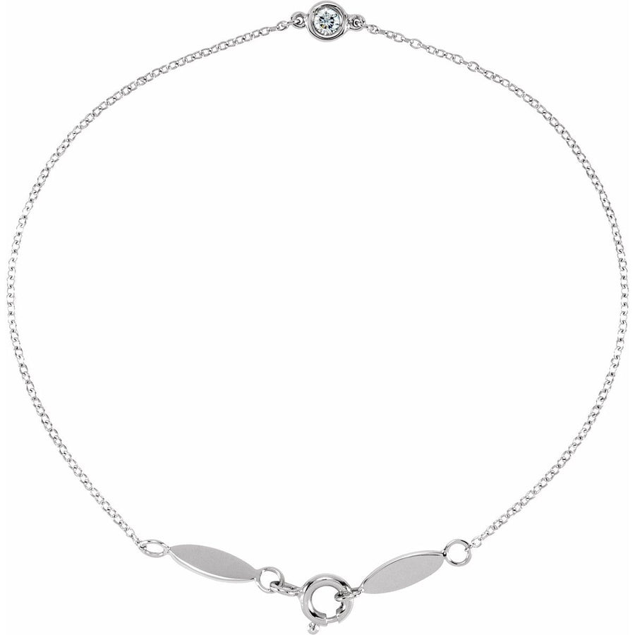 Bezel-Set Link Bracelet - 14K White Gold - Series 651576