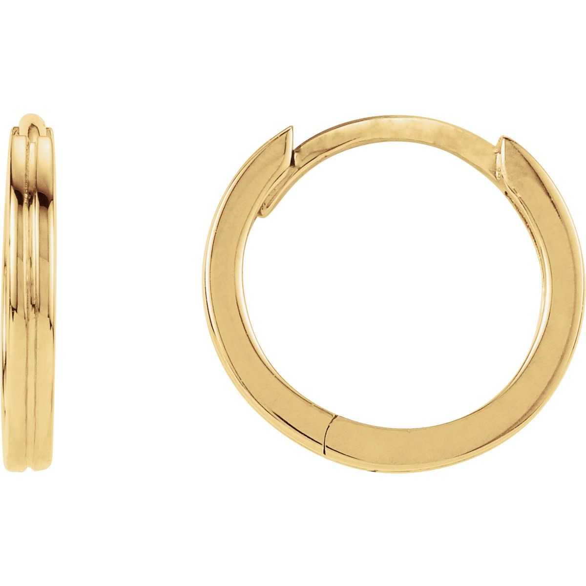 Natural Grooved Huggie Hoop Earrings (10.3 Mm)