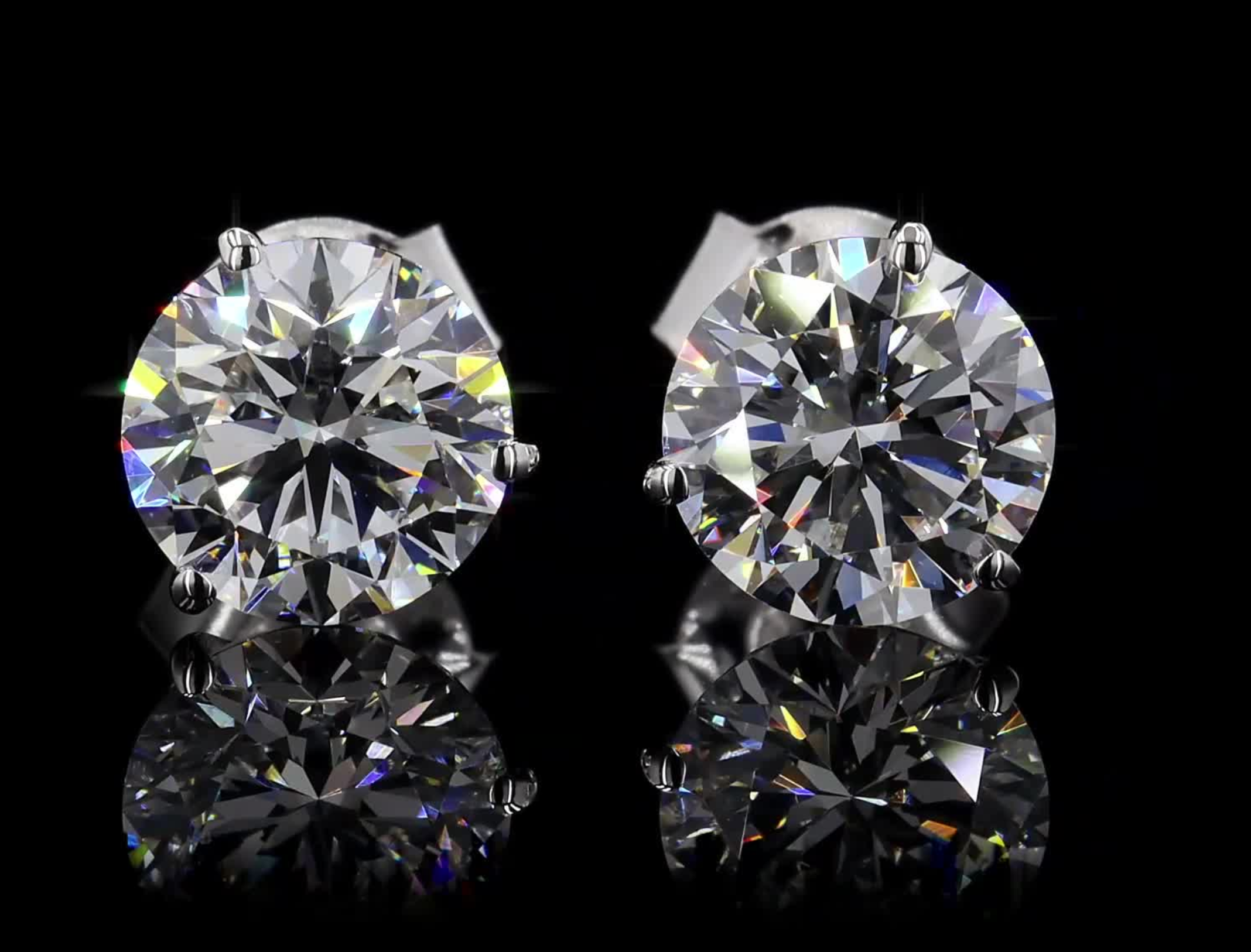 Round Cut Martini Diamond Studs on 14K Gold