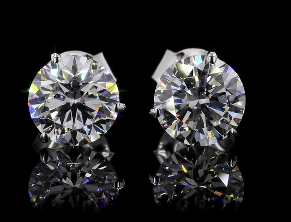 Round Cut Martini Diamond Studs on 14K Gold