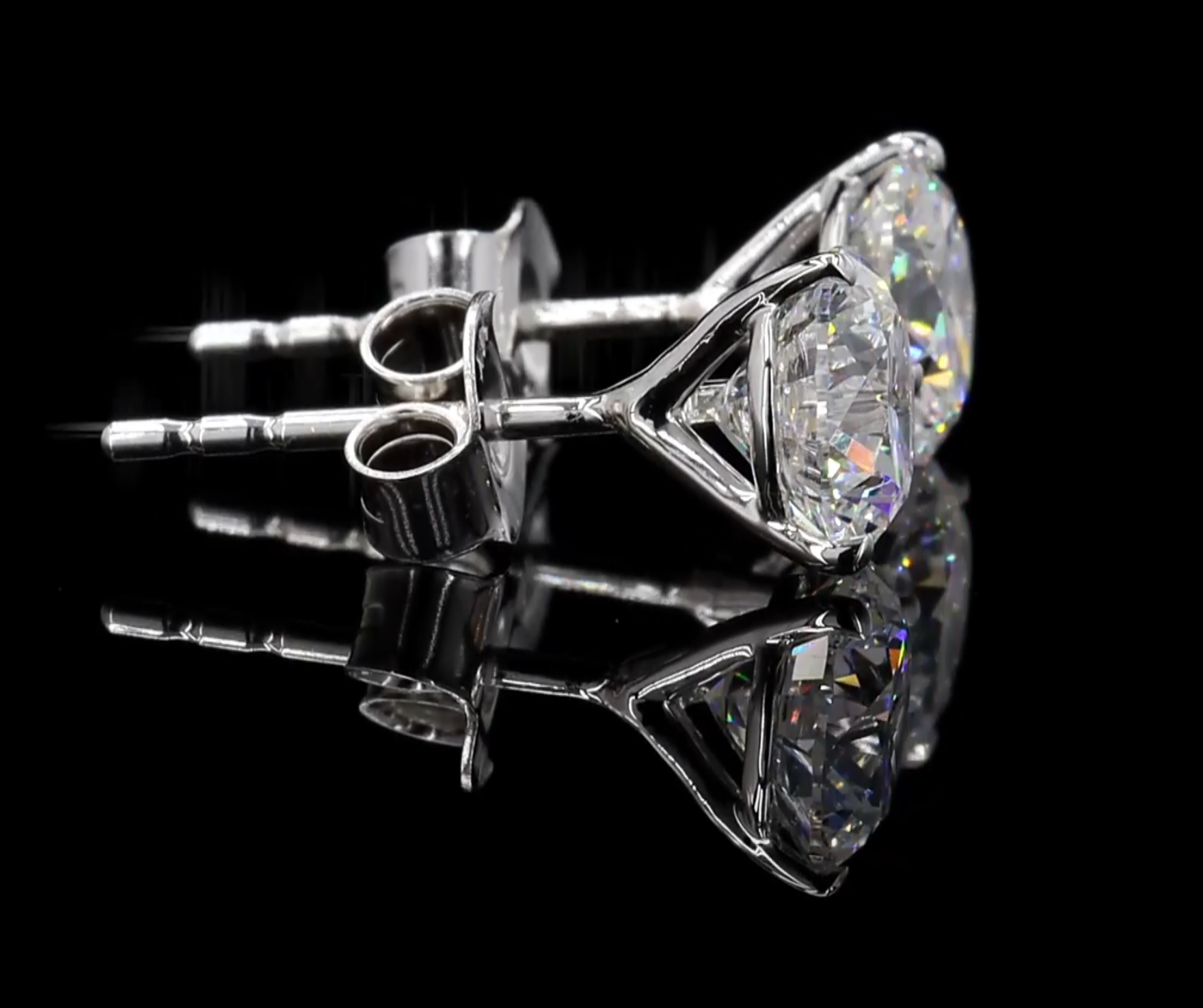 Round Cut Martini Diamond Studs on 14K Gold