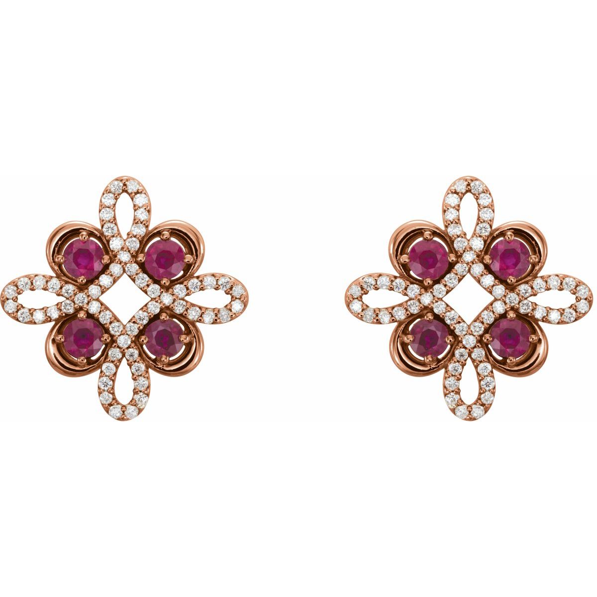Natural Ruby Clover Earrings