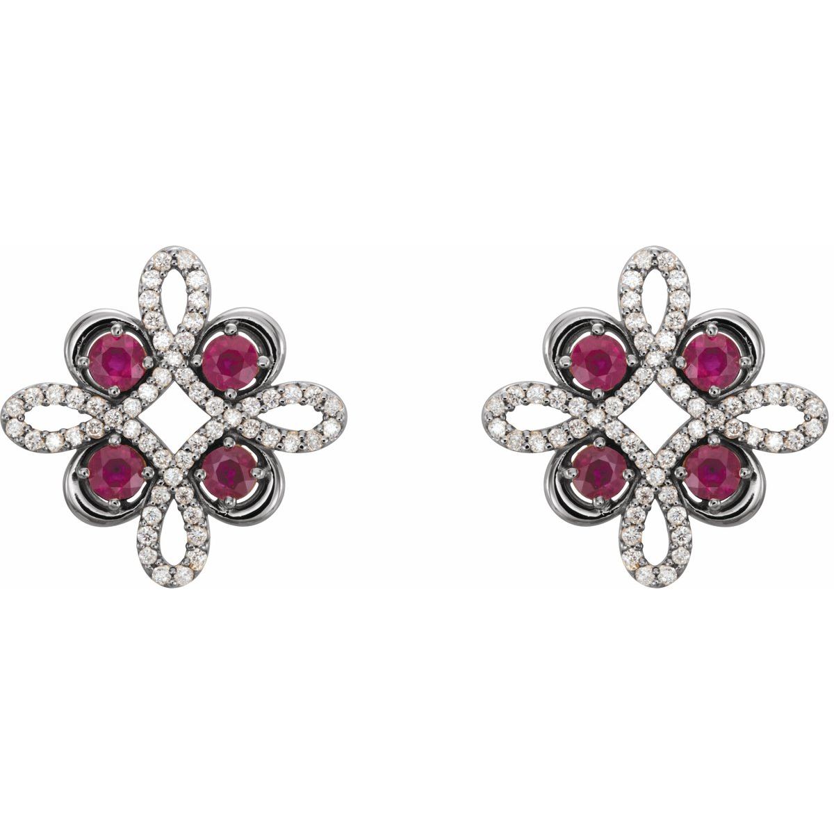 Natural Ruby Clover Earrings