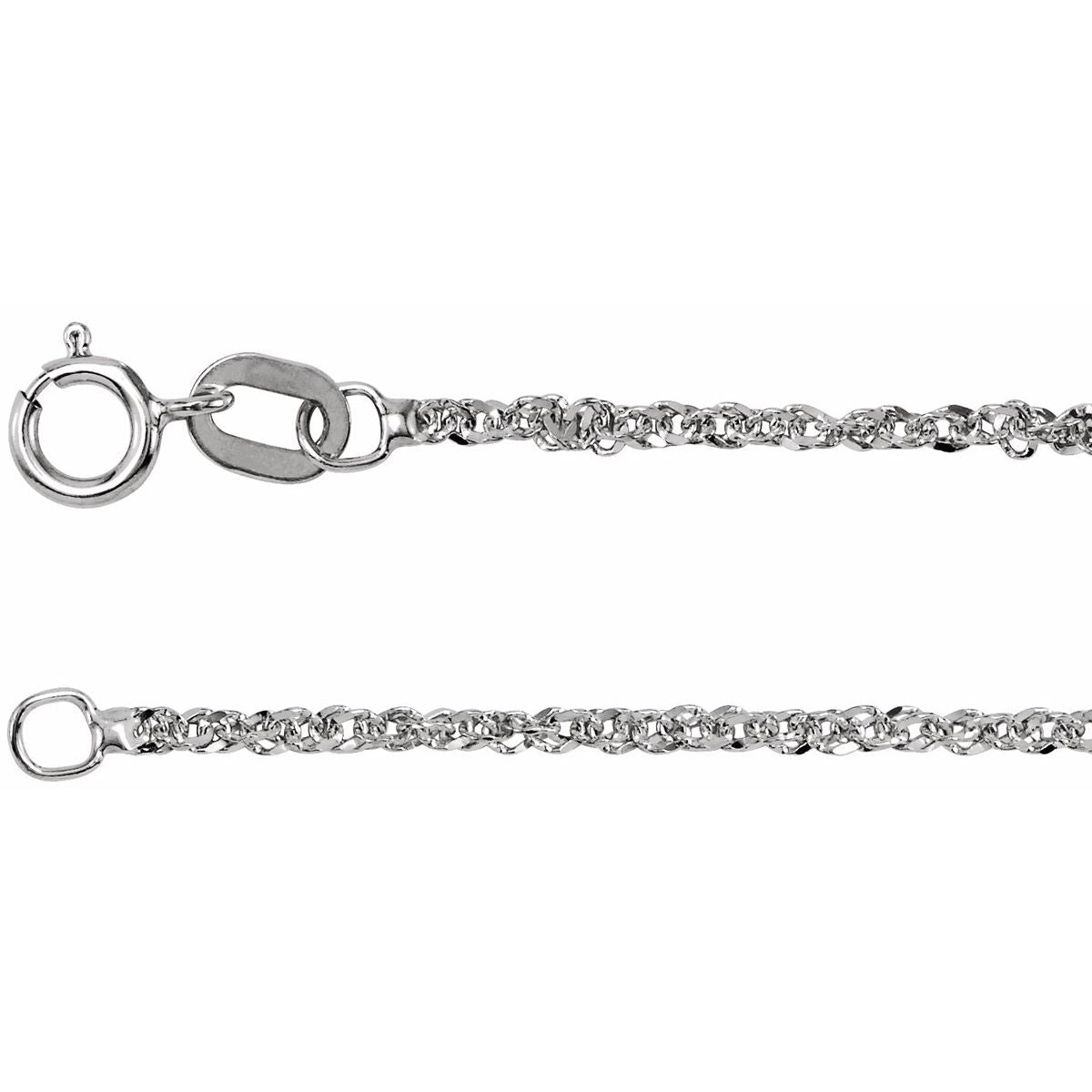1.7 mm Diamond-Cut Singapore Chain Bracelet (1.2 Mm / 7 In) - 14K White Gold - Series CH617