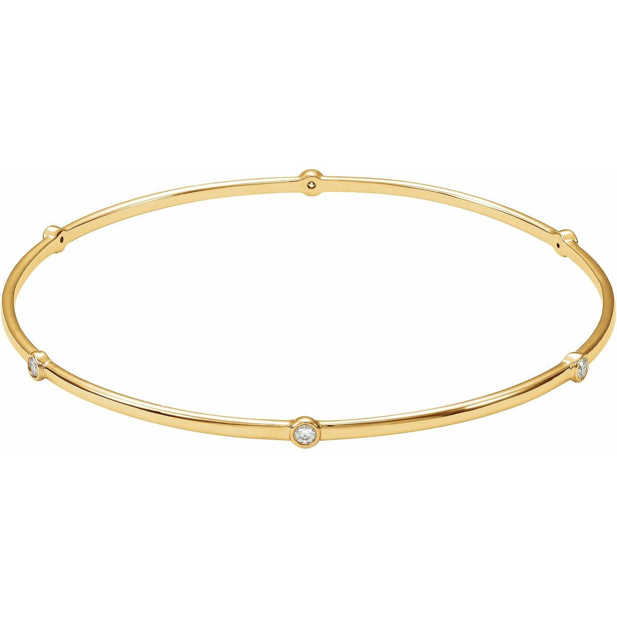 Bezel-Set Bangle Bracelet - 14K Yellow Gold - Series BRC763