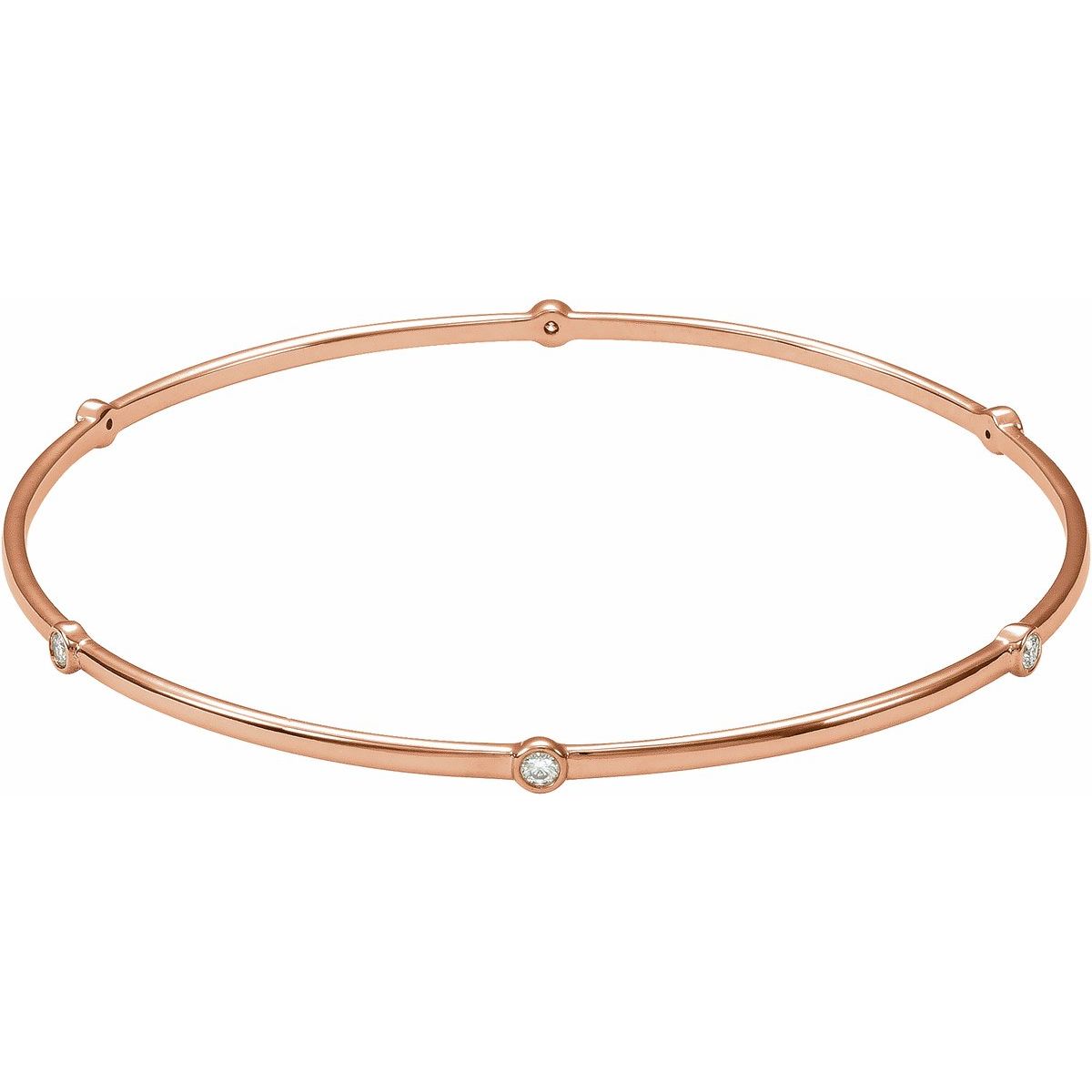 Bezel-Set Bangle Bracelet - 14K Rose Gold - Series BRC763