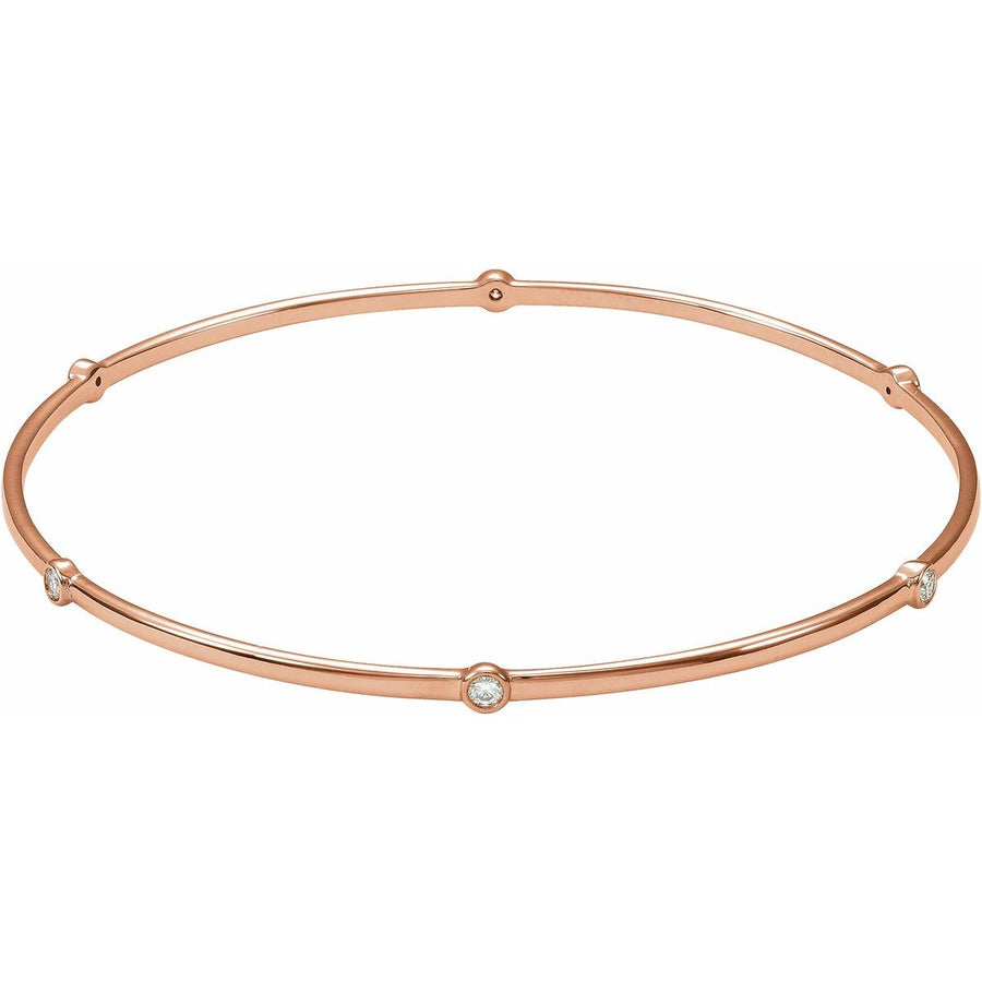 Bezel-Set Bangle Bracelet - 14K Rose Gold - Series BRC763