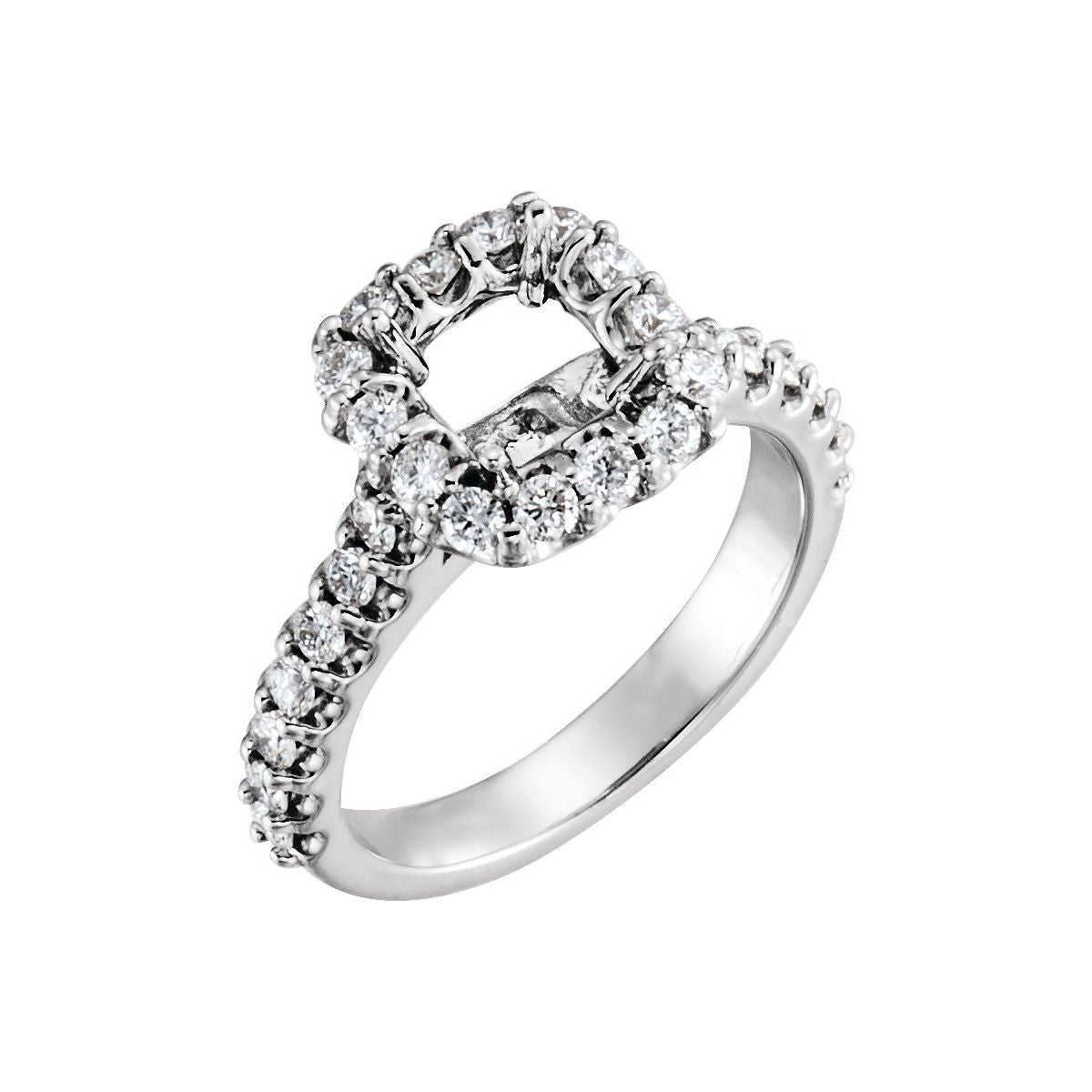 Natural Diamond Square Halo-Style Engagement Ring Semi-Mount - Platinum - Series 68212