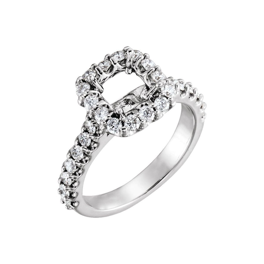 Natural Diamond Square Halo-Style Engagement Ring Semi-Mount - Platinum - Series 68212