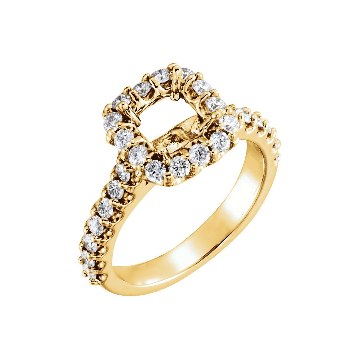 Natural Diamond Square Halo-Style Engagement Ring Semi-Mount - 14K Yellow Gold - Series 68212