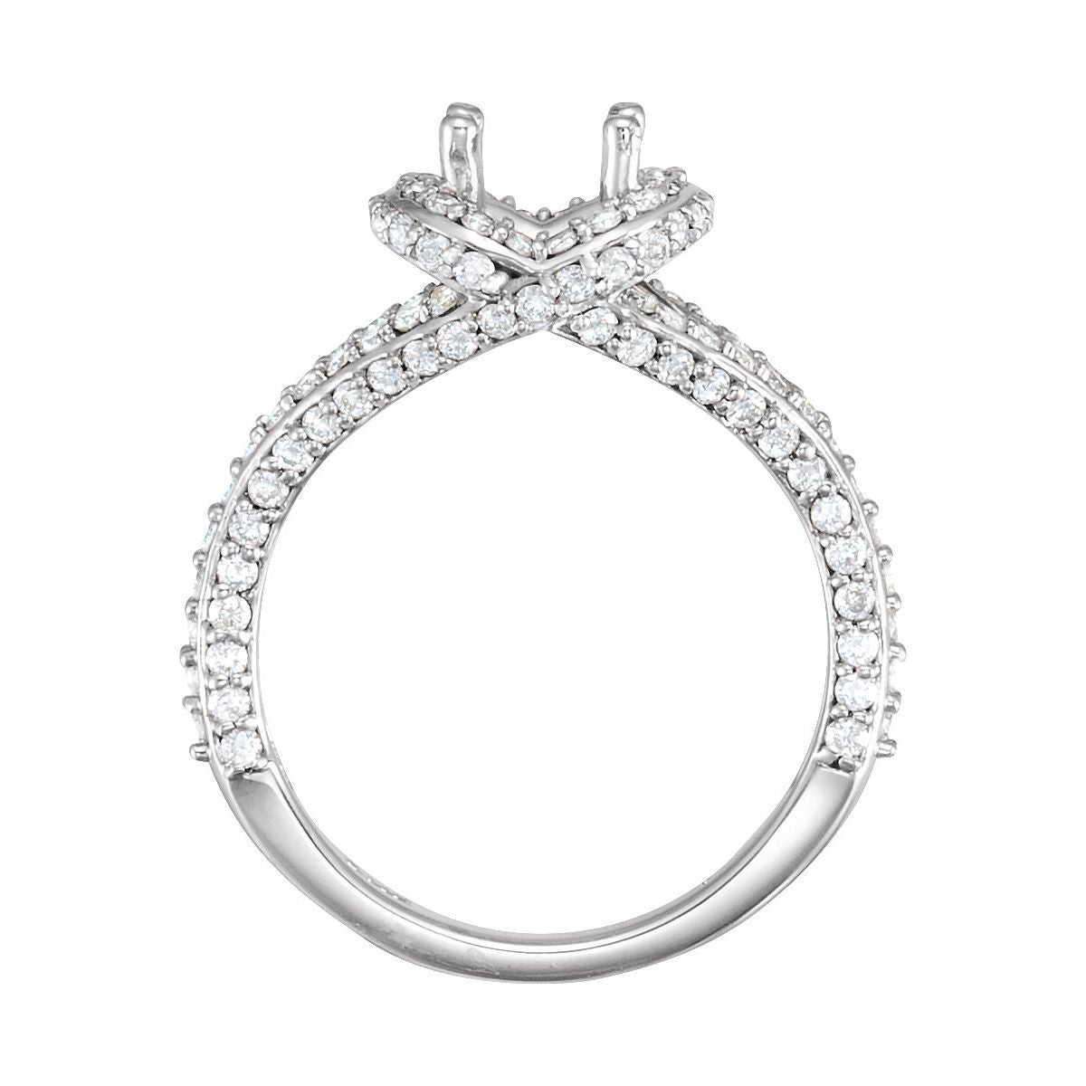Asscher Hidden Halo-Style Engagement Ring Semi-Mount - gallery - Series 68919