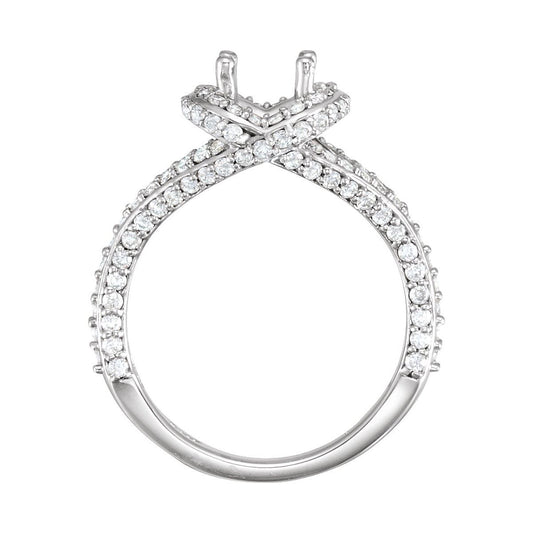 Asscher Hidden Halo-Style Engagement Ring Semi-Mount - gallery - Series 68919