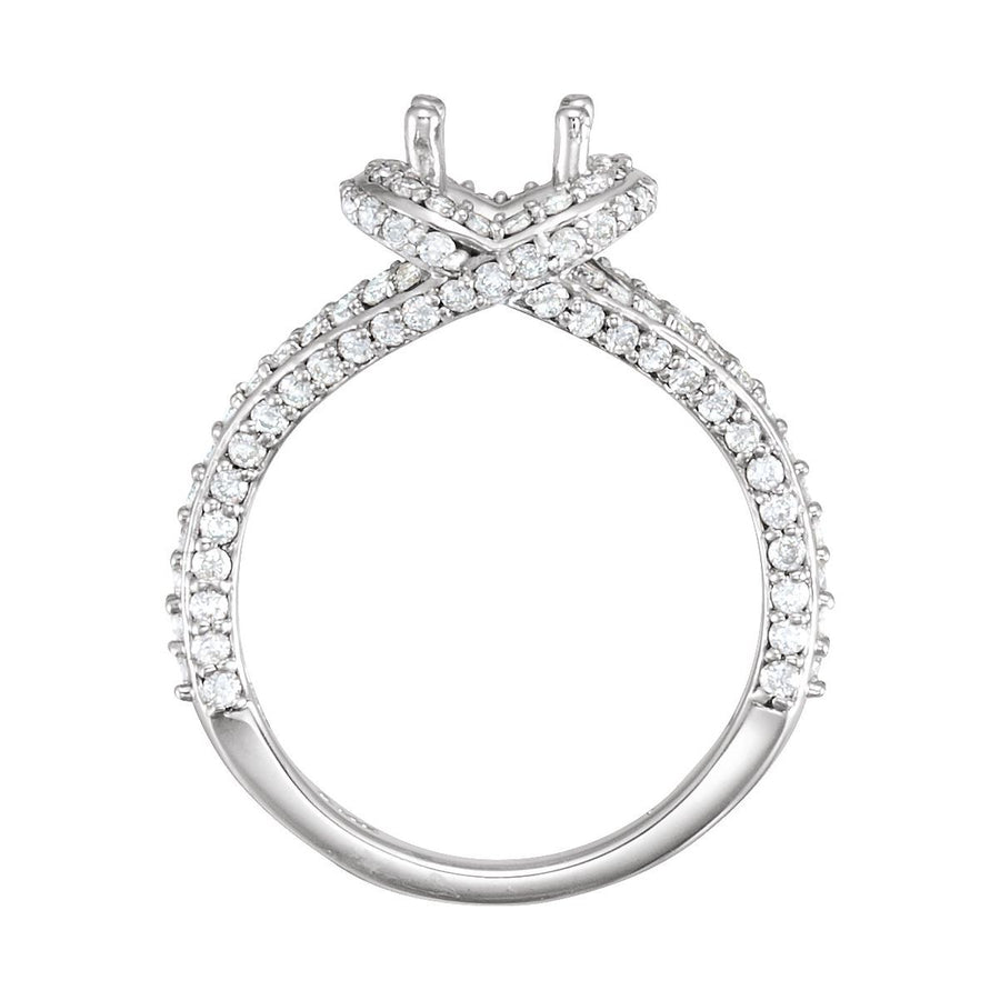 Asscher Hidden Halo-Style Engagement Ring Semi-Mount - gallery - Series 68919