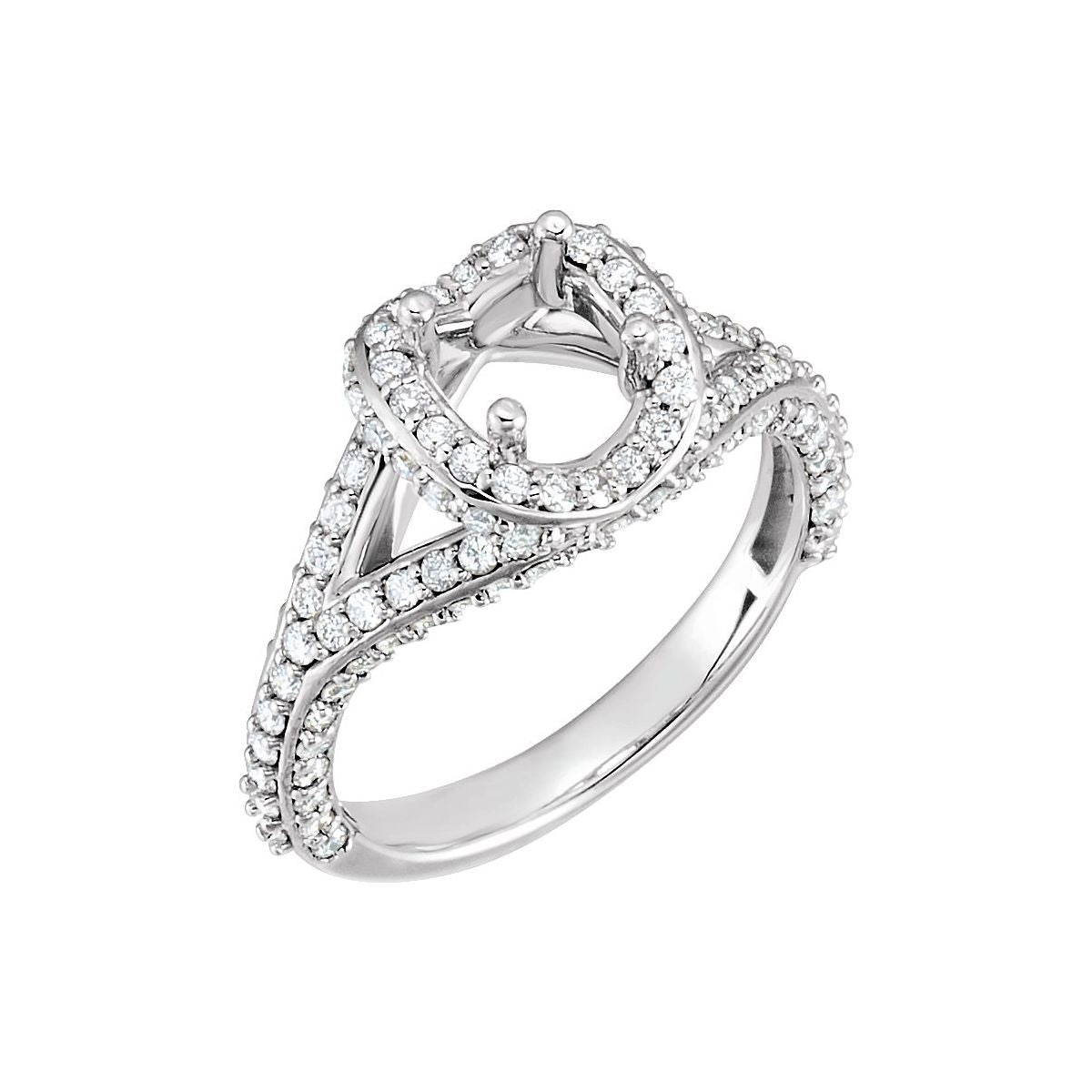 Natural Diamond Asscher Hidden Halo-Style Engagement Ring Semi-Mount - Platinum - Series 68919