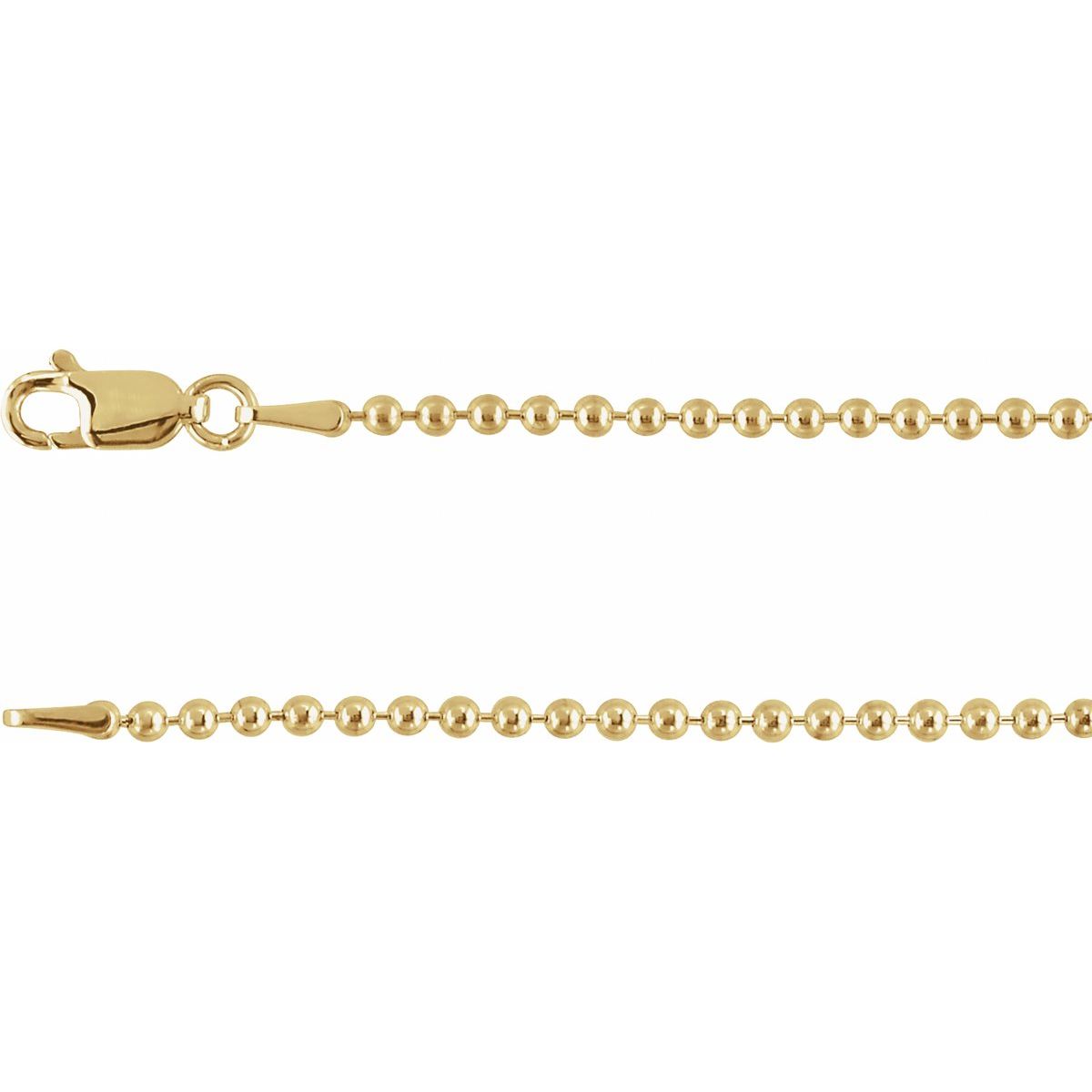 Hollow Bead Chain Bracelet (2 Mm / 7 In) - 14K Yellow Gold-Filled - Series CH437