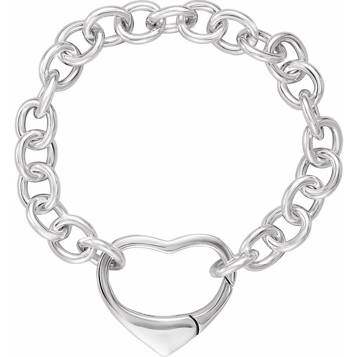 10 mm Cable Chain Bracelet with Heart Clasp (10 Mm / 7 1/2 In) - gallery - Series CH851
