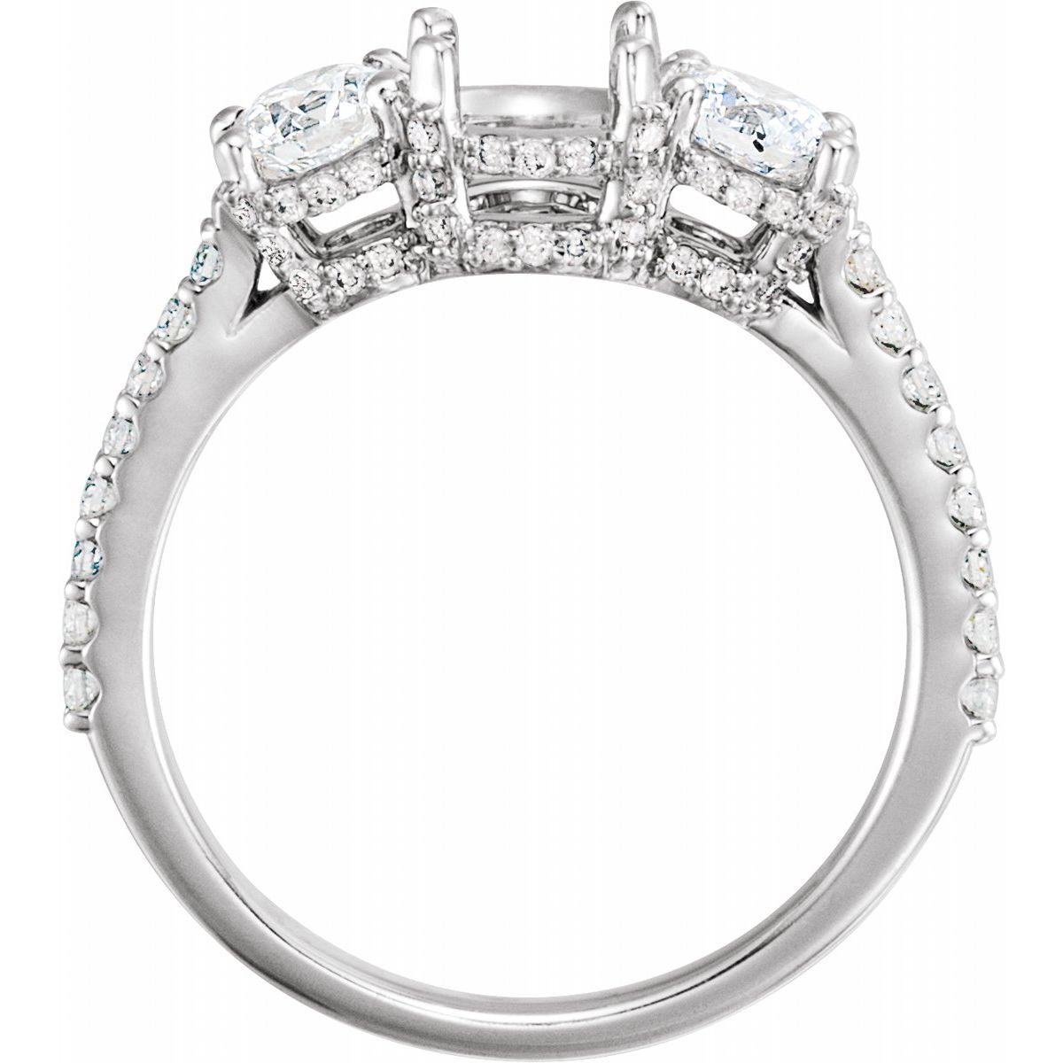 Round Three-Stone Engagement Ring Semi-Mount - gallery - Series 68904