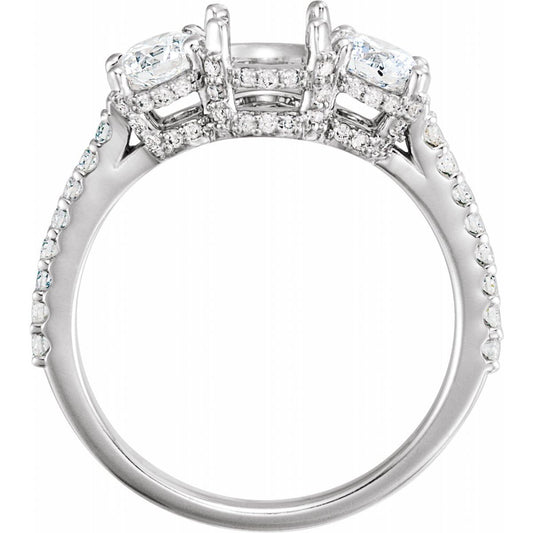 Round Three-Stone Engagement Ring Semi-Mount - gallery - Series 68904