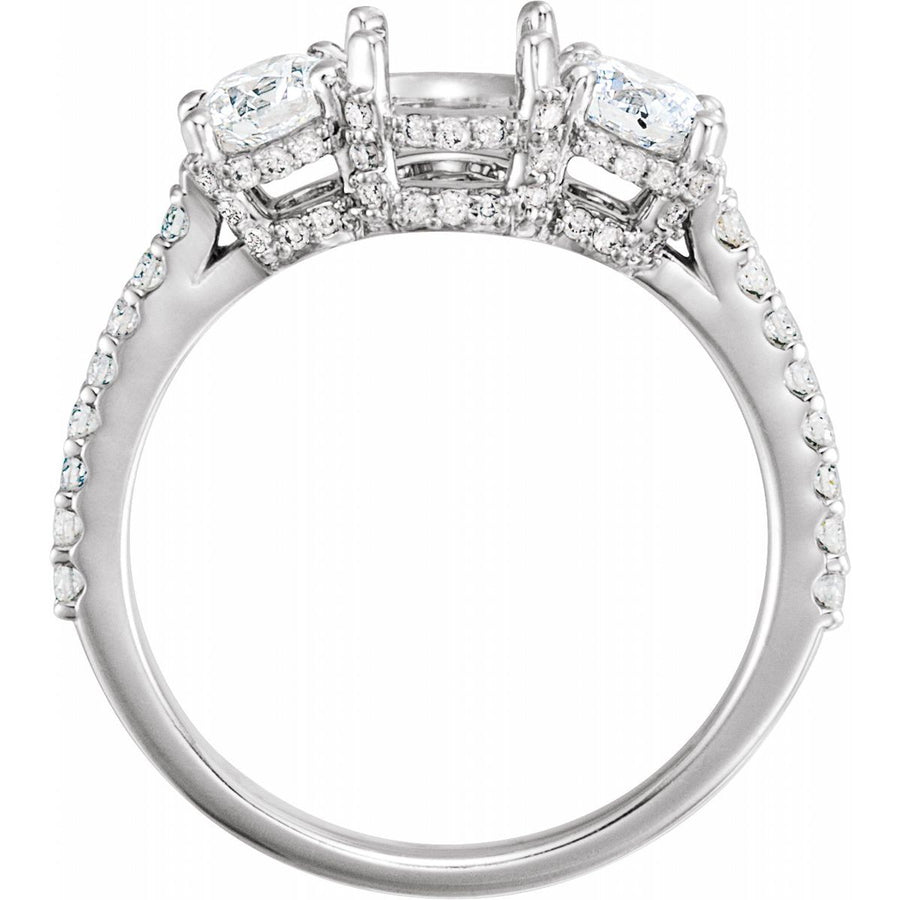 Round Three-Stone Engagement Ring Semi-Mount - gallery - Series 68904