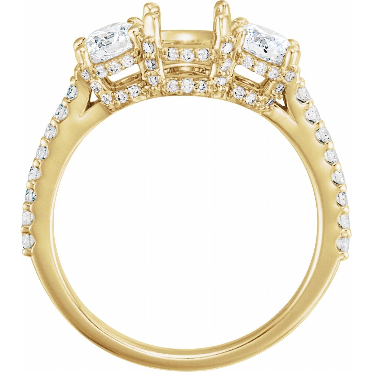Round Three-Stone Engagement Ring Semi-Mount - gallery - Series 68904