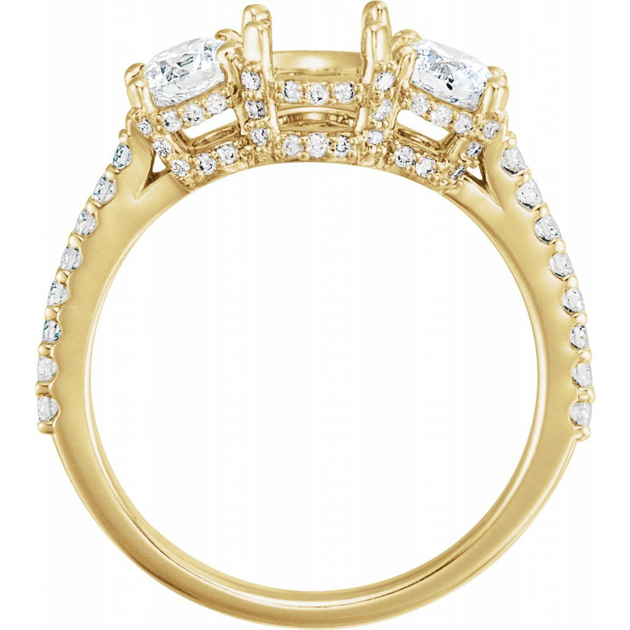 Round Three-Stone Engagement Ring Semi-Mount - gallery - Series 68904