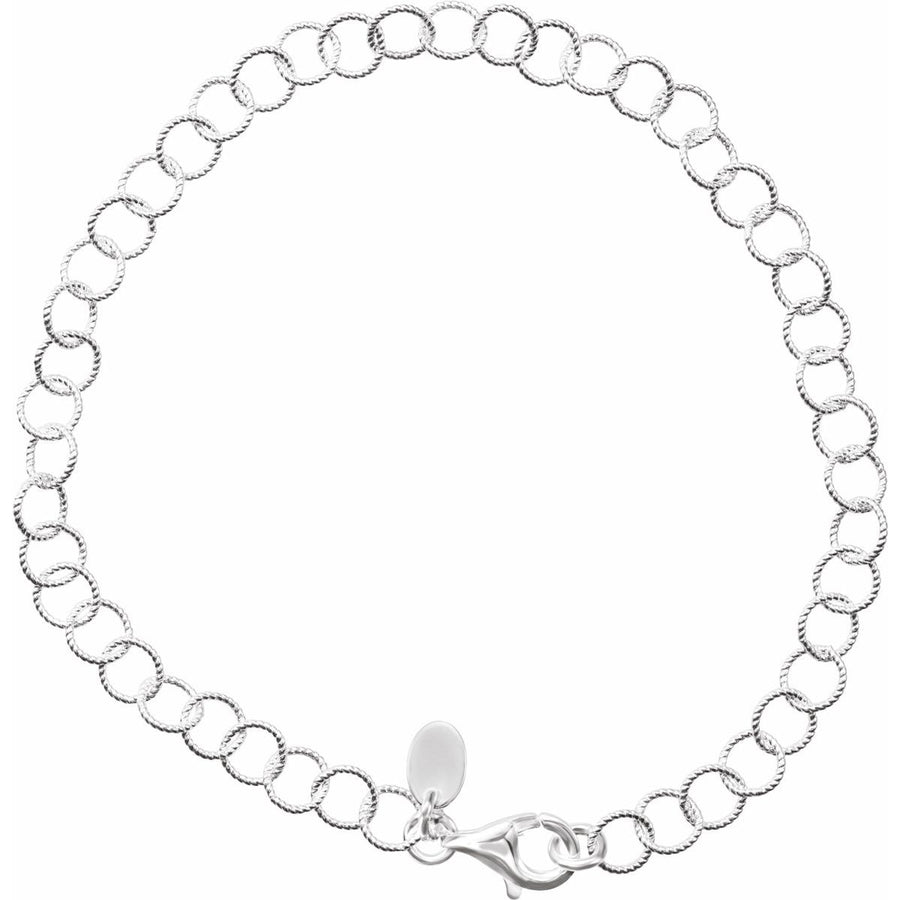 4.6 mm Knurled Rolo Chain Bracelet (4.6 Mm / 7 In) - gallery - Series CH1065
