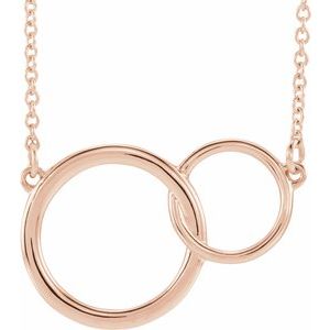 14K Rose Gold Interlocking Circle 16-18" Necklace