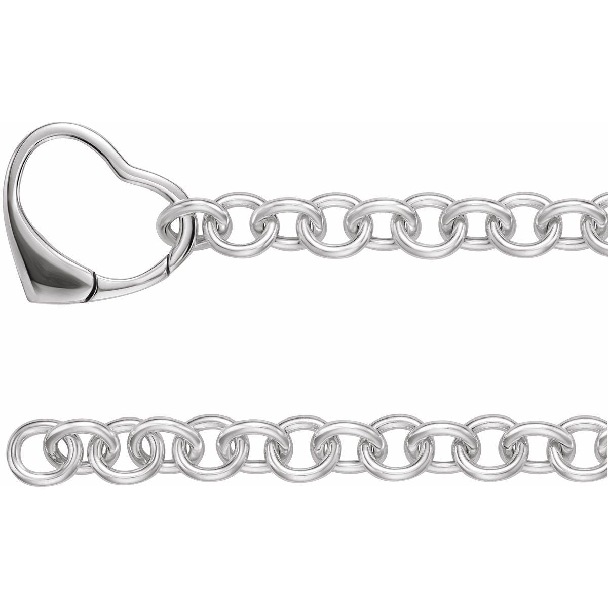 10 mm Cable Chain Bracelet with Heart Clasp (10 Mm / 7 1/2 In) - Series CH851