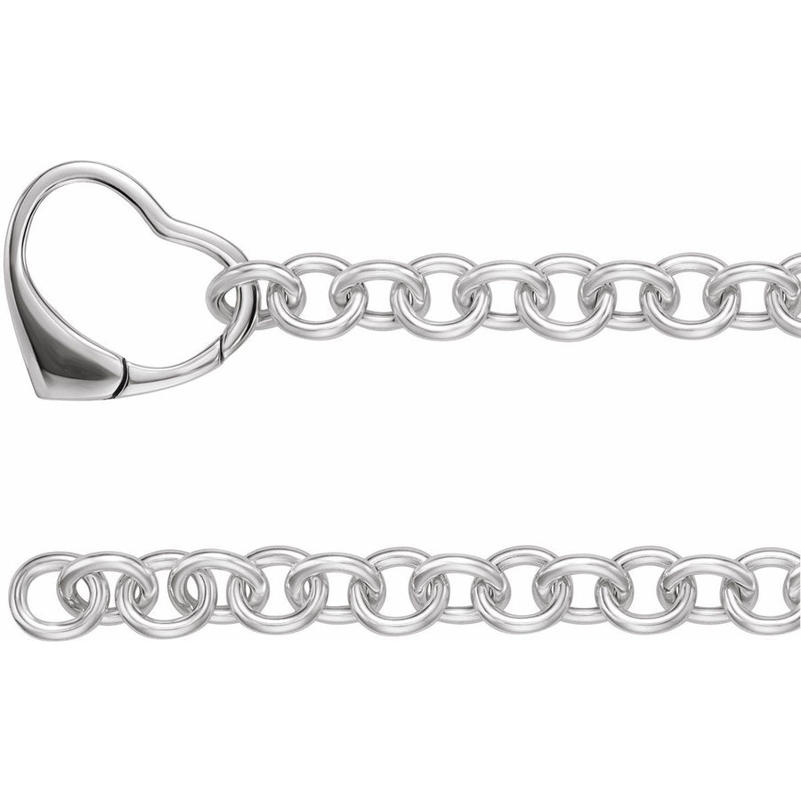 10 mm Cable Chain Bracelet with Heart Clasp (10 Mm / 7 1/2 In) - Series CH851