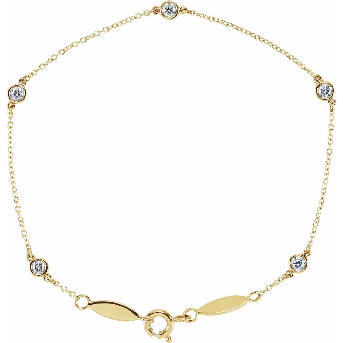 Bezel-Set Station Bracelet - 14K Yellow Gold - Series 651577