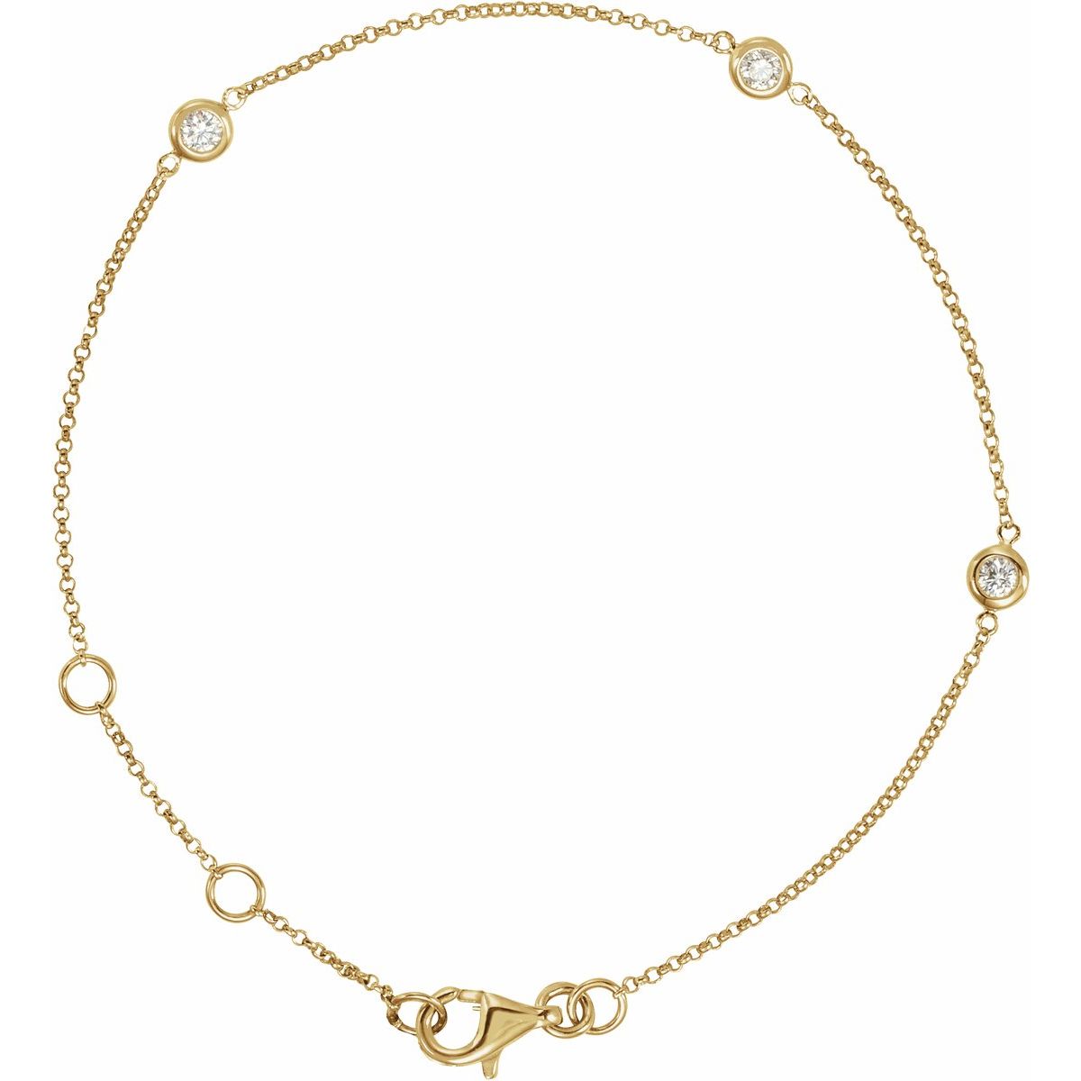 Bezel-Set Station Bracelet - 14K Yellow Gold - Series 653468