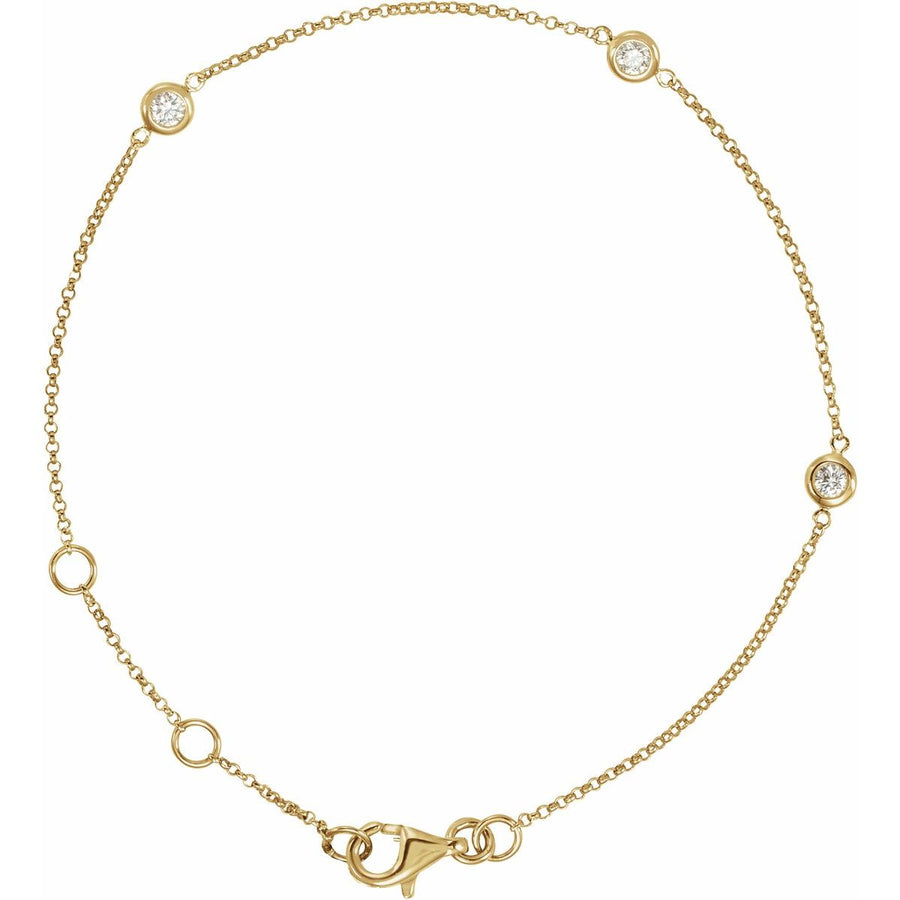 Bezel-Set Station Bracelet - 14K Yellow Gold - Series 653468