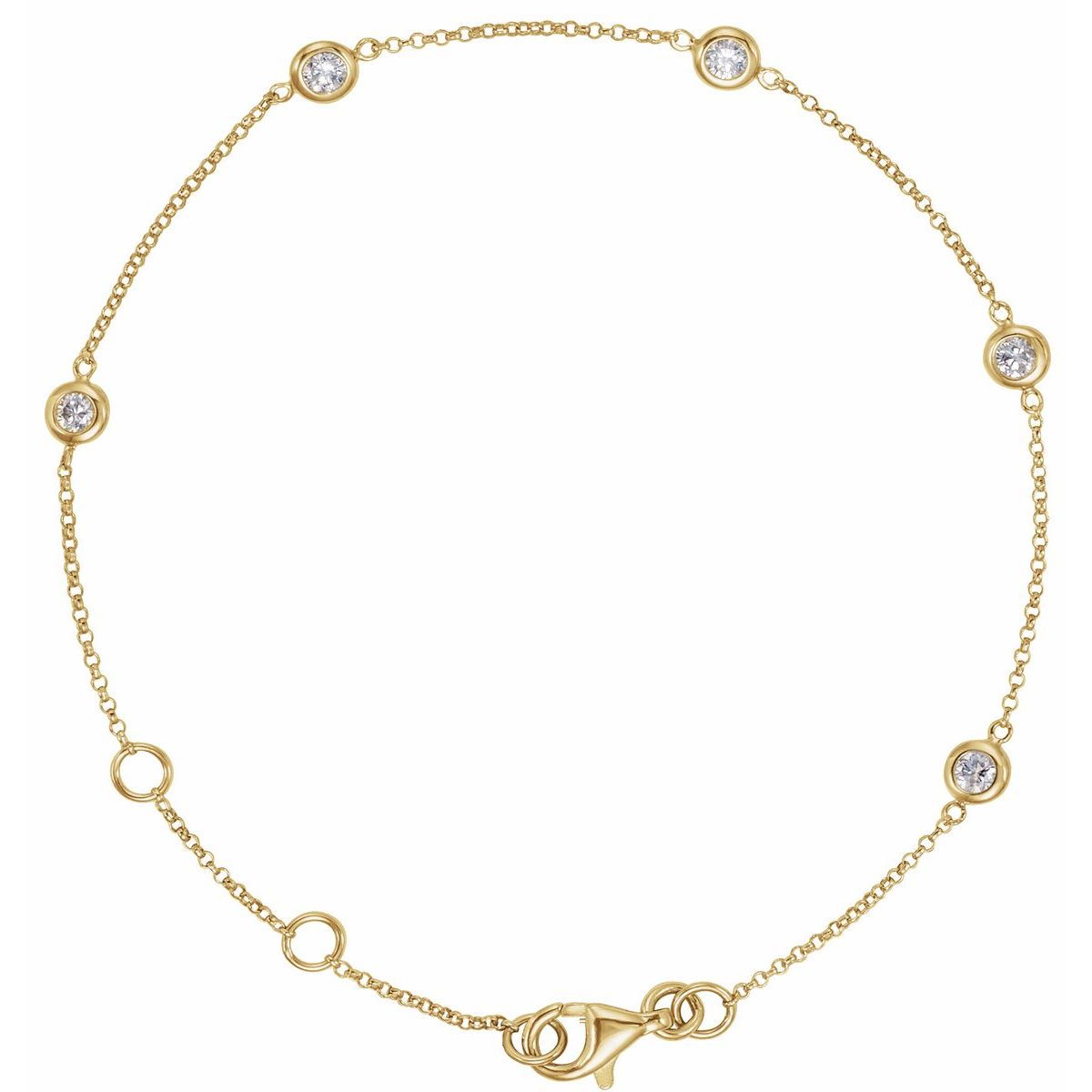 Bezel-Set Station Bracelet - 14K Yellow Gold - Series 653469