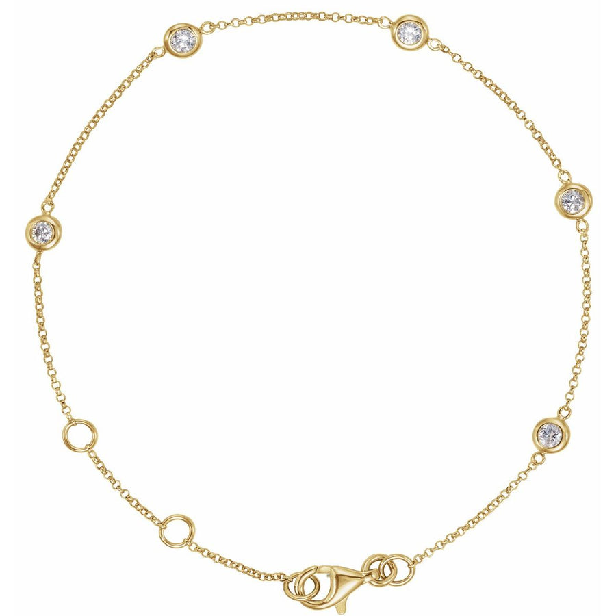 Bezel-Set Station Bracelet - 14K Yellow Gold - Series 653469