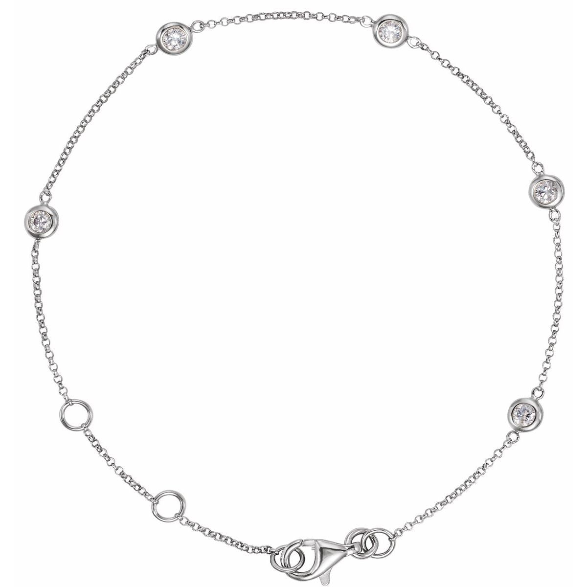Bezel-Set Station Bracelet - 14K White Gold - Series 653469
