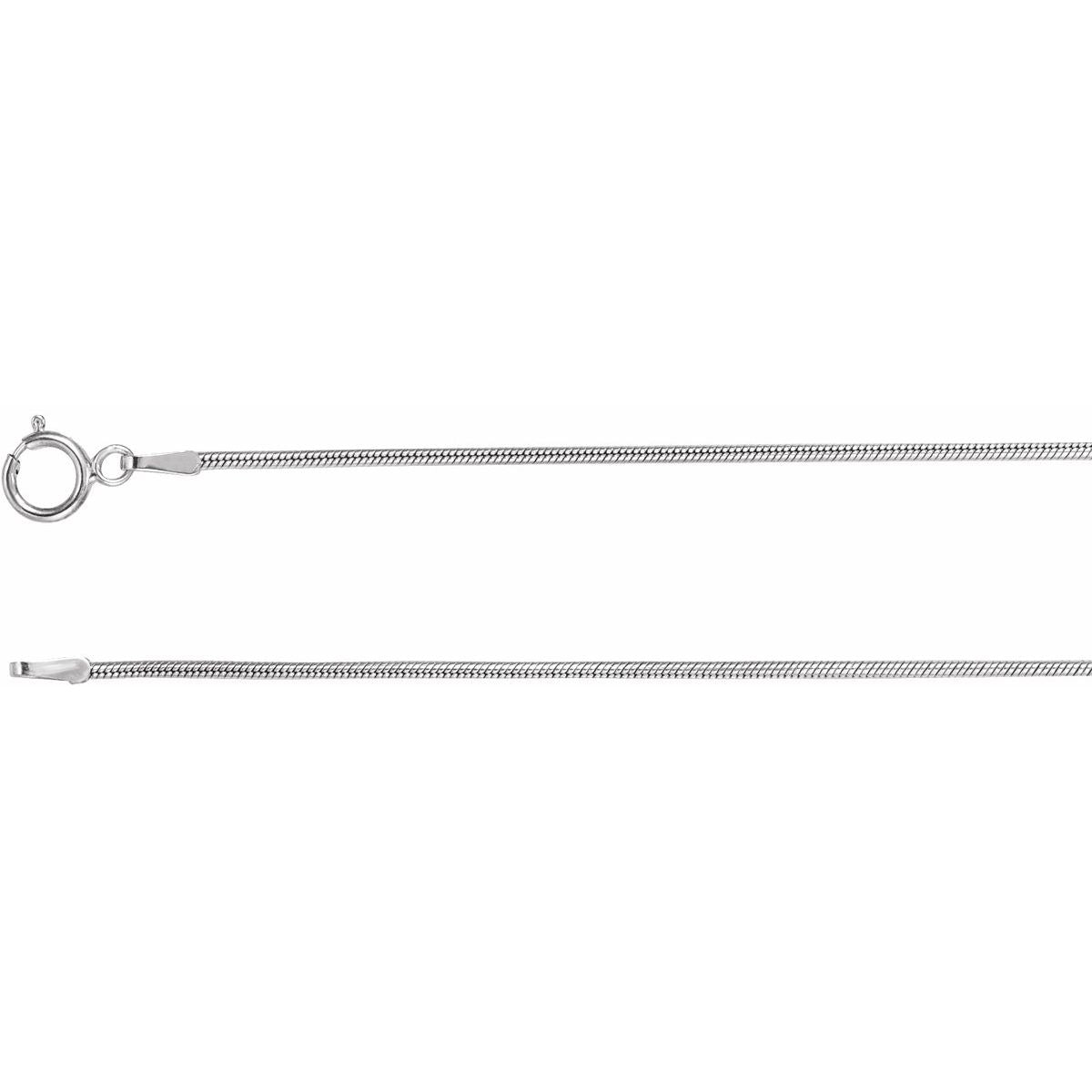 1 mm Round Snake Chain Bracelet (1 Mm / 7 In) - 14K White Gold - Series CH128