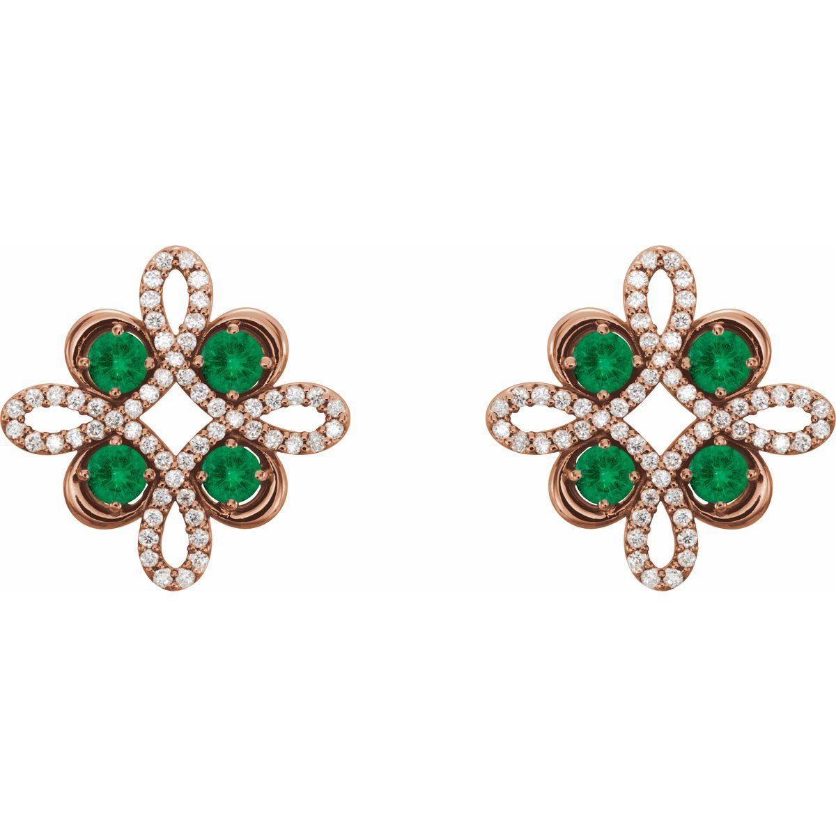 Natural Ruby Clover Earrings