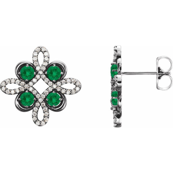 Natural Emerald Clover Earrings